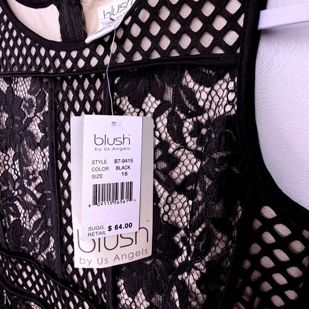 Blush by Us Angels Girls Black Lace Mesh Tiered Party Dress B7-9415 Size 16 NWT - Picture 6 of 8